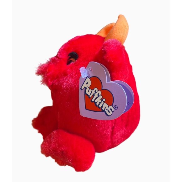 Puffkins Red Devil Plush Toy With Orange Horns and Poem Tag Limited Edition - Picture 8 of 16